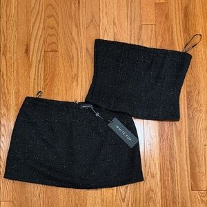 White Fox Black Skirt Set